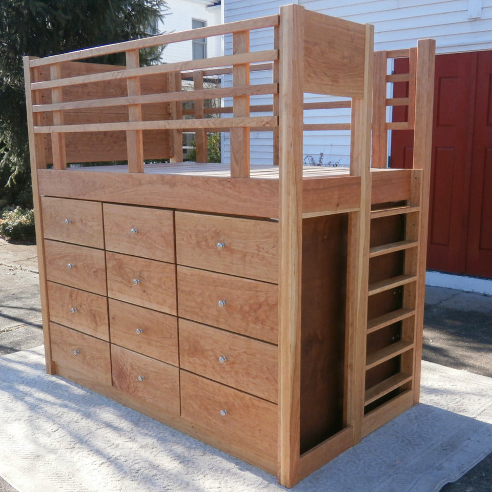 Loft storage bed with 12 drawers LdLnV01