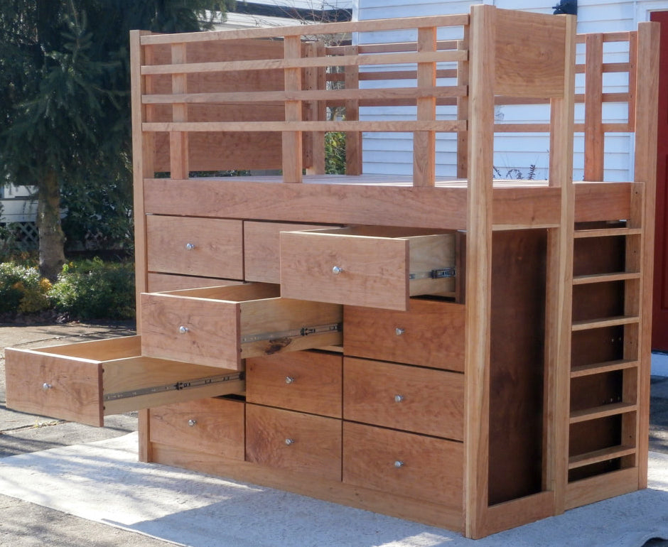Loft storage bed with 12 drawers LdLnV01