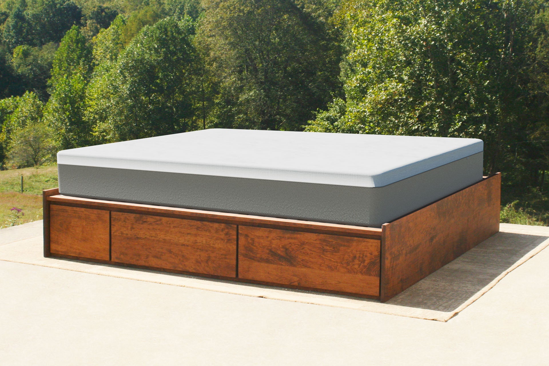 natural platform bed with drawers with mattress