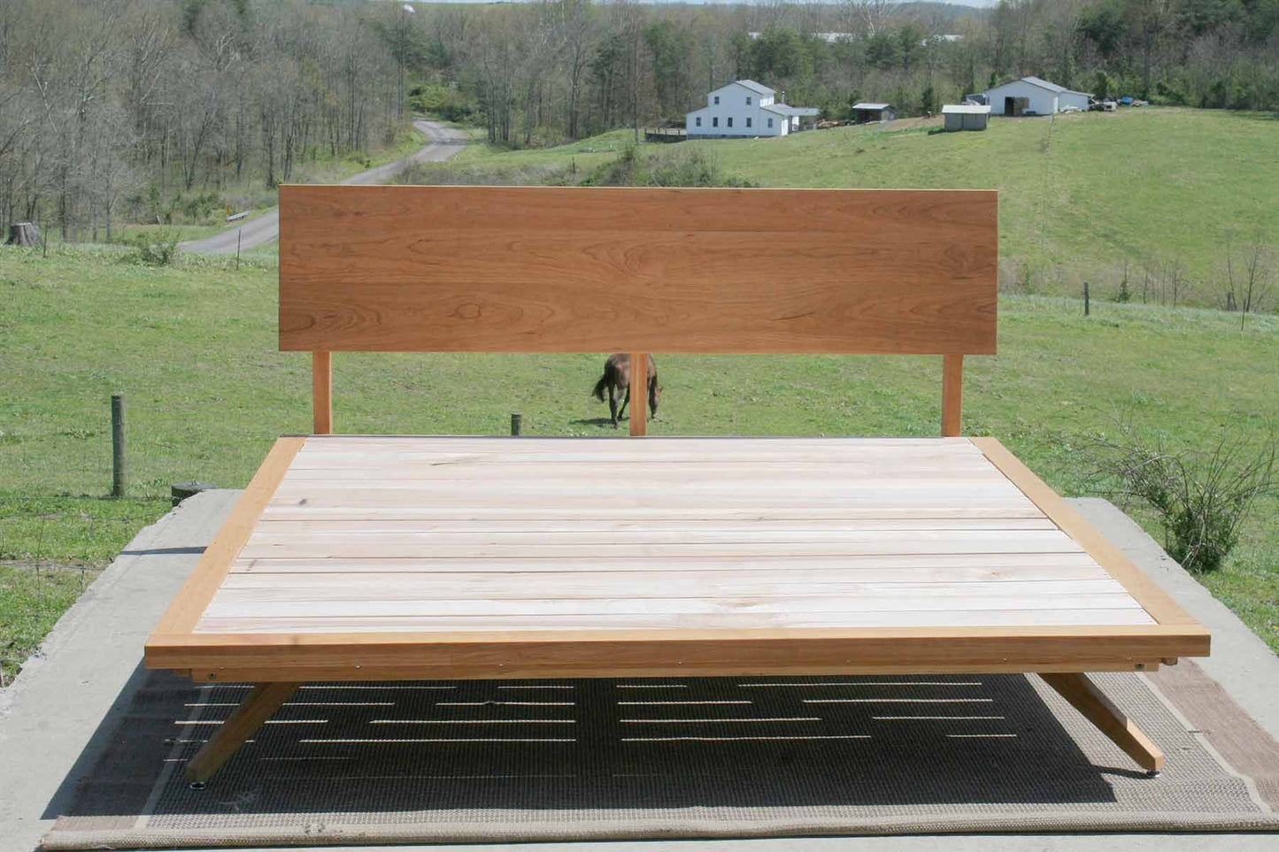hardwood Mid century platform bed