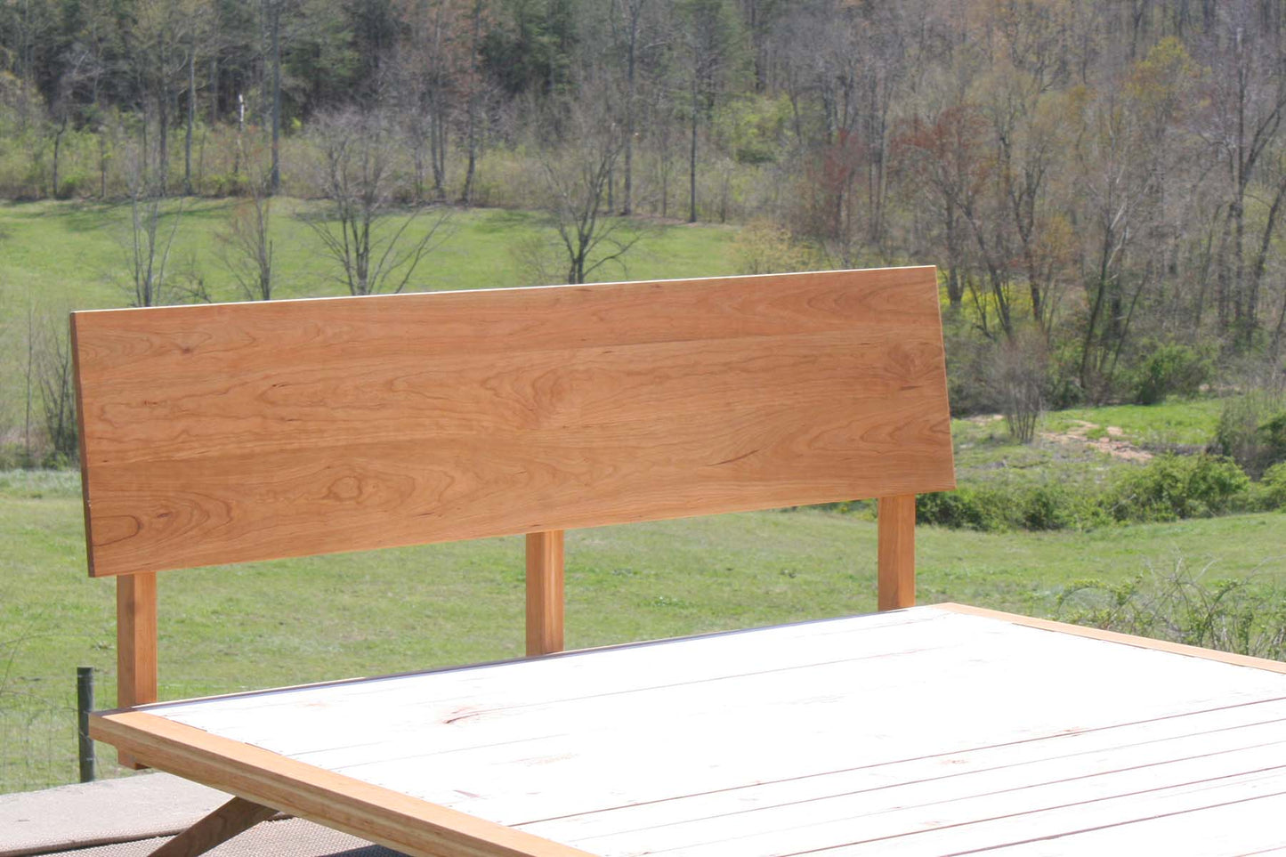 headboard of custom mid century platform bed