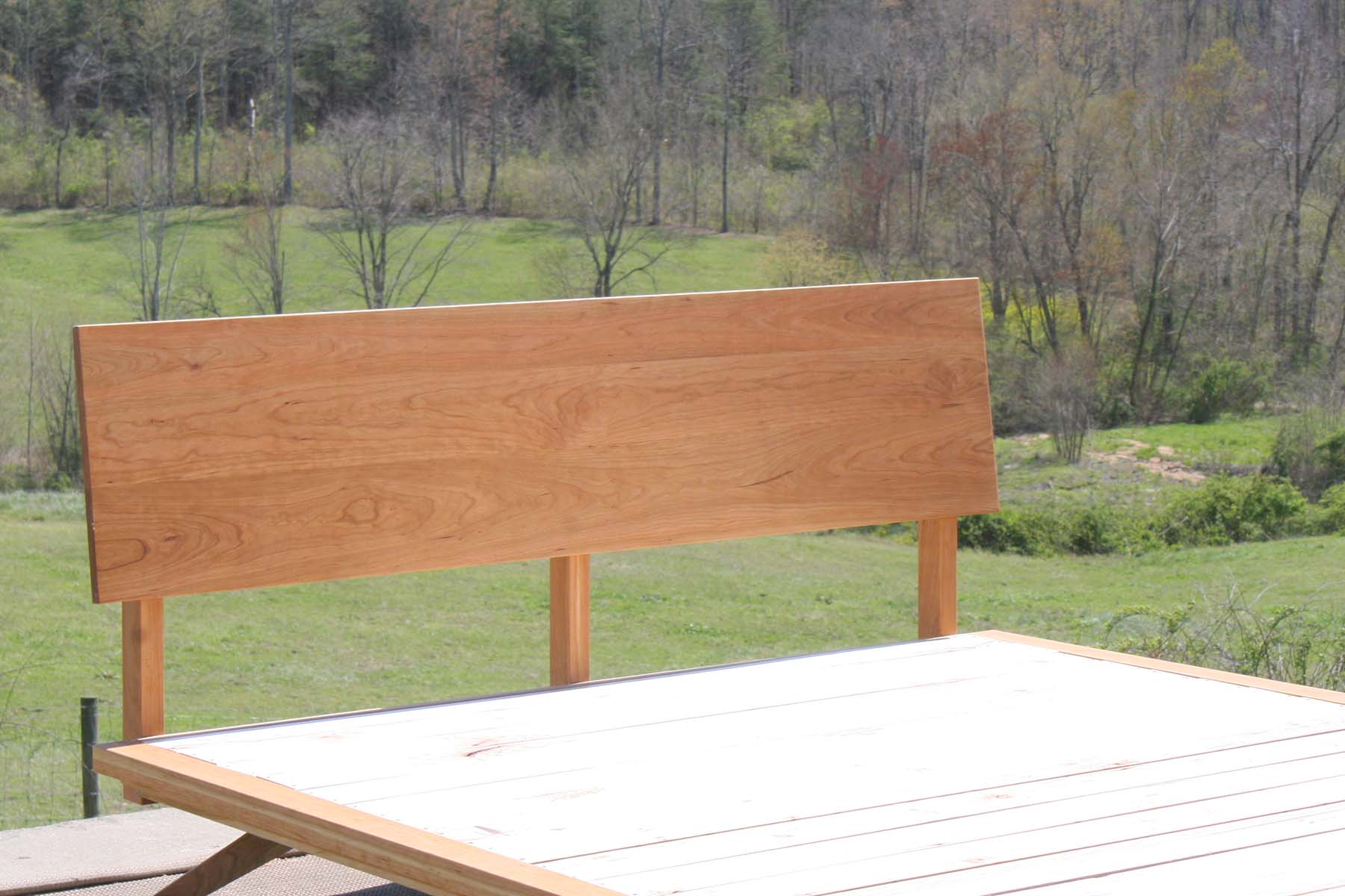 headboard of custom mid century platform bed