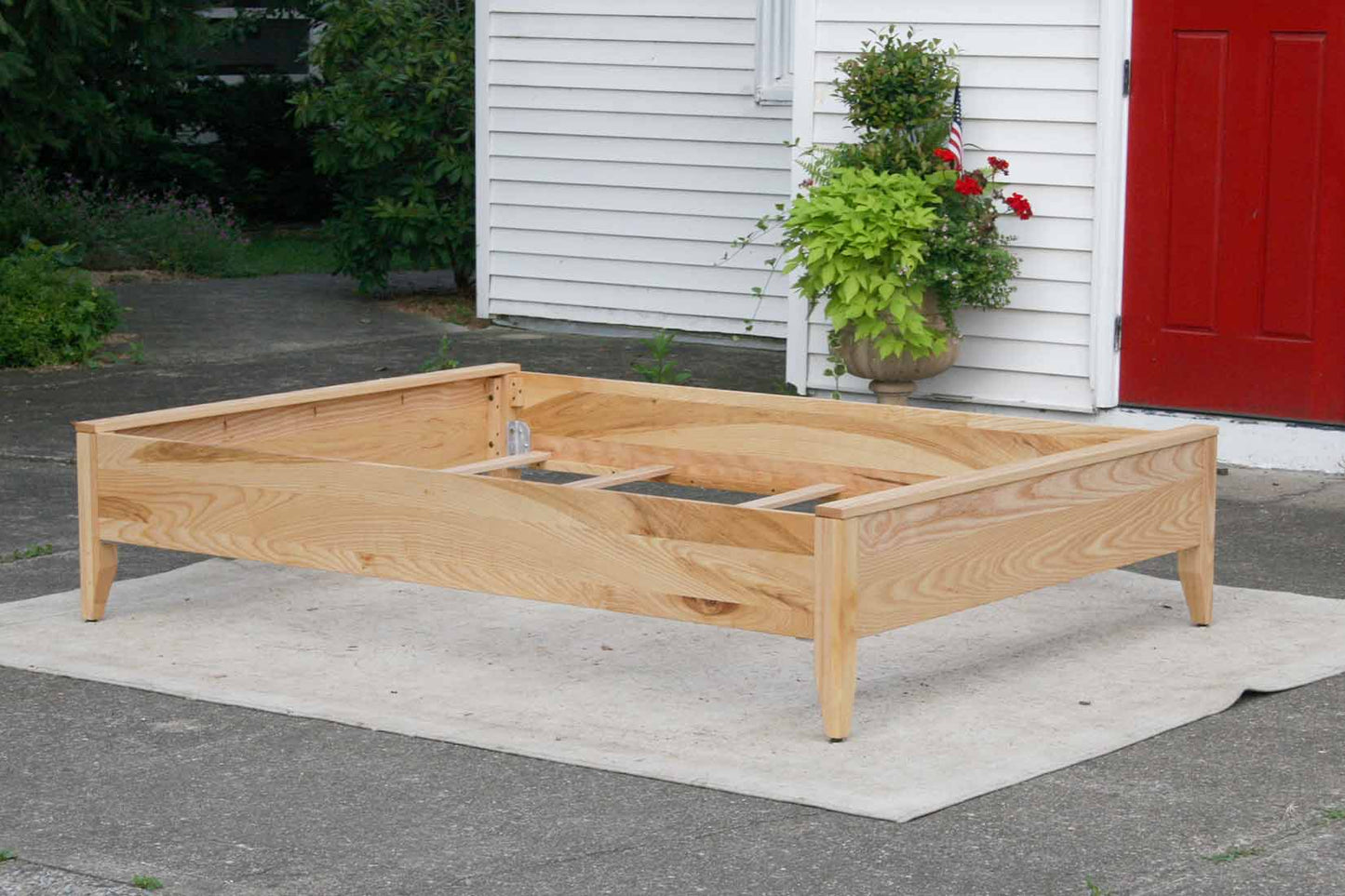 ash wood low profile box spring bed frame