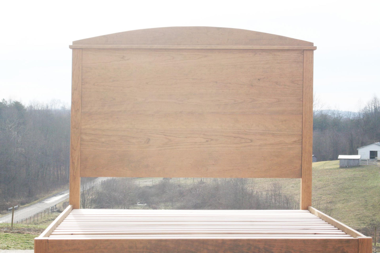 tall headboard of platform bed