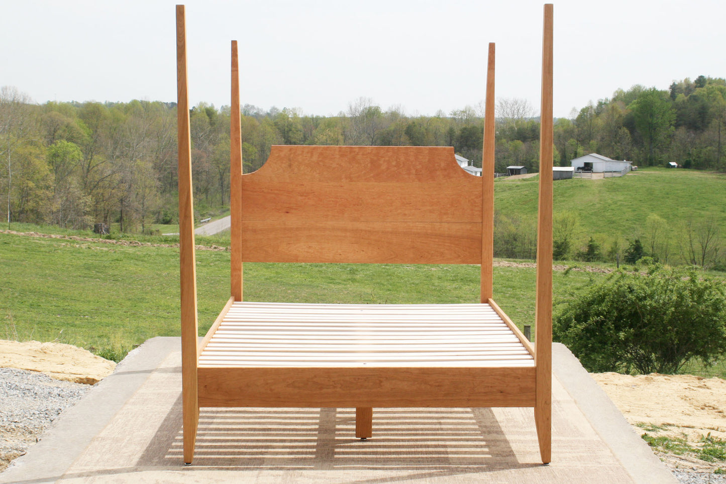 real wood Four poster bed with tapered posts