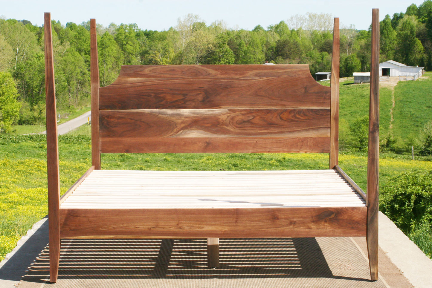 solid hardwood real wood Four poster bed with tapered posts