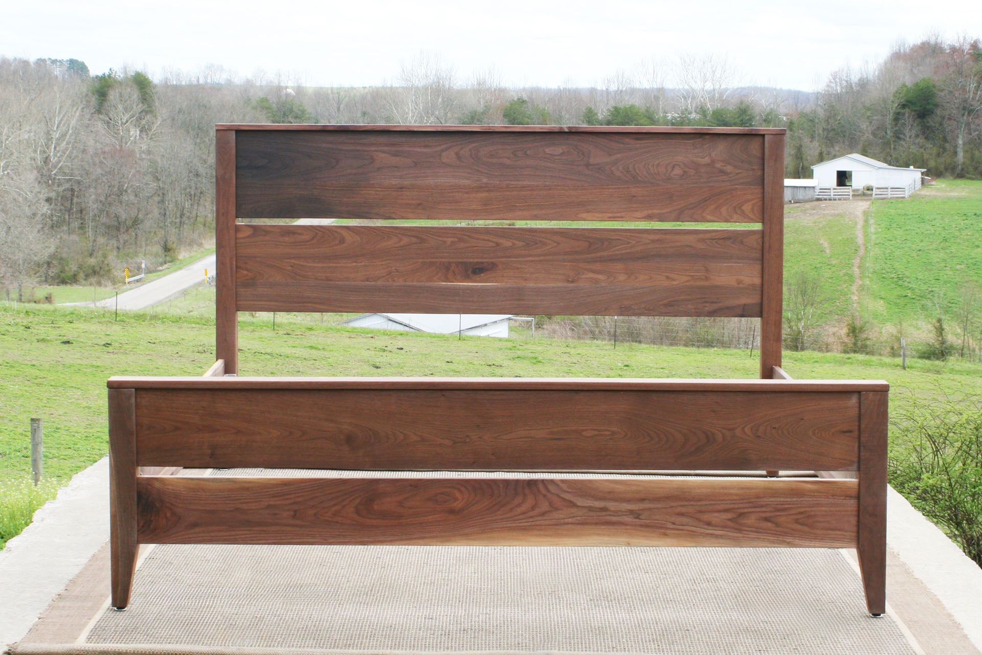 front view Box Spring Bed with Tall Headboard