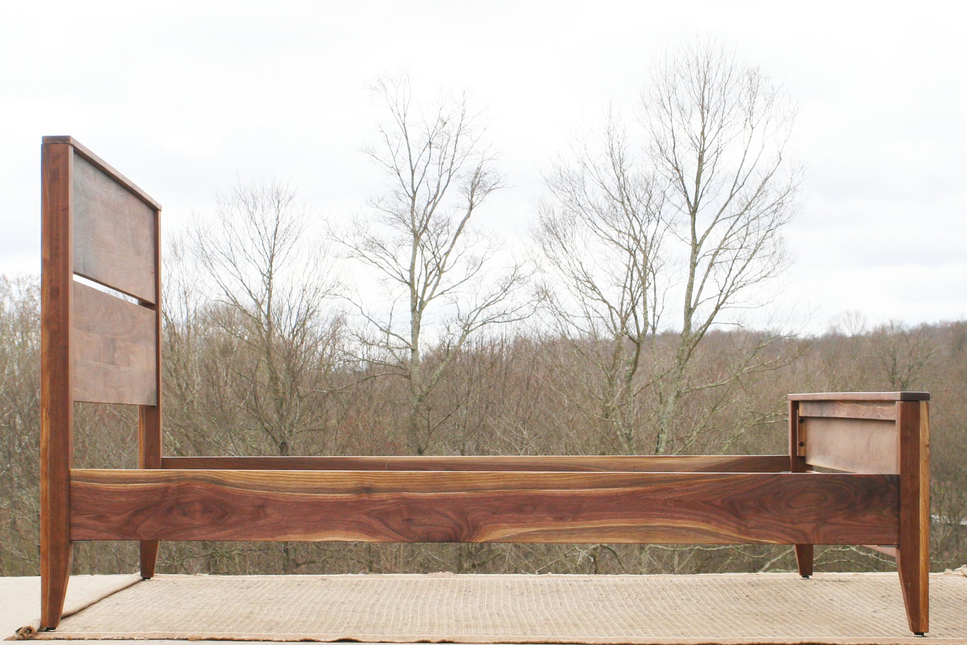 Box Spring Bed with Tall Headboard side view