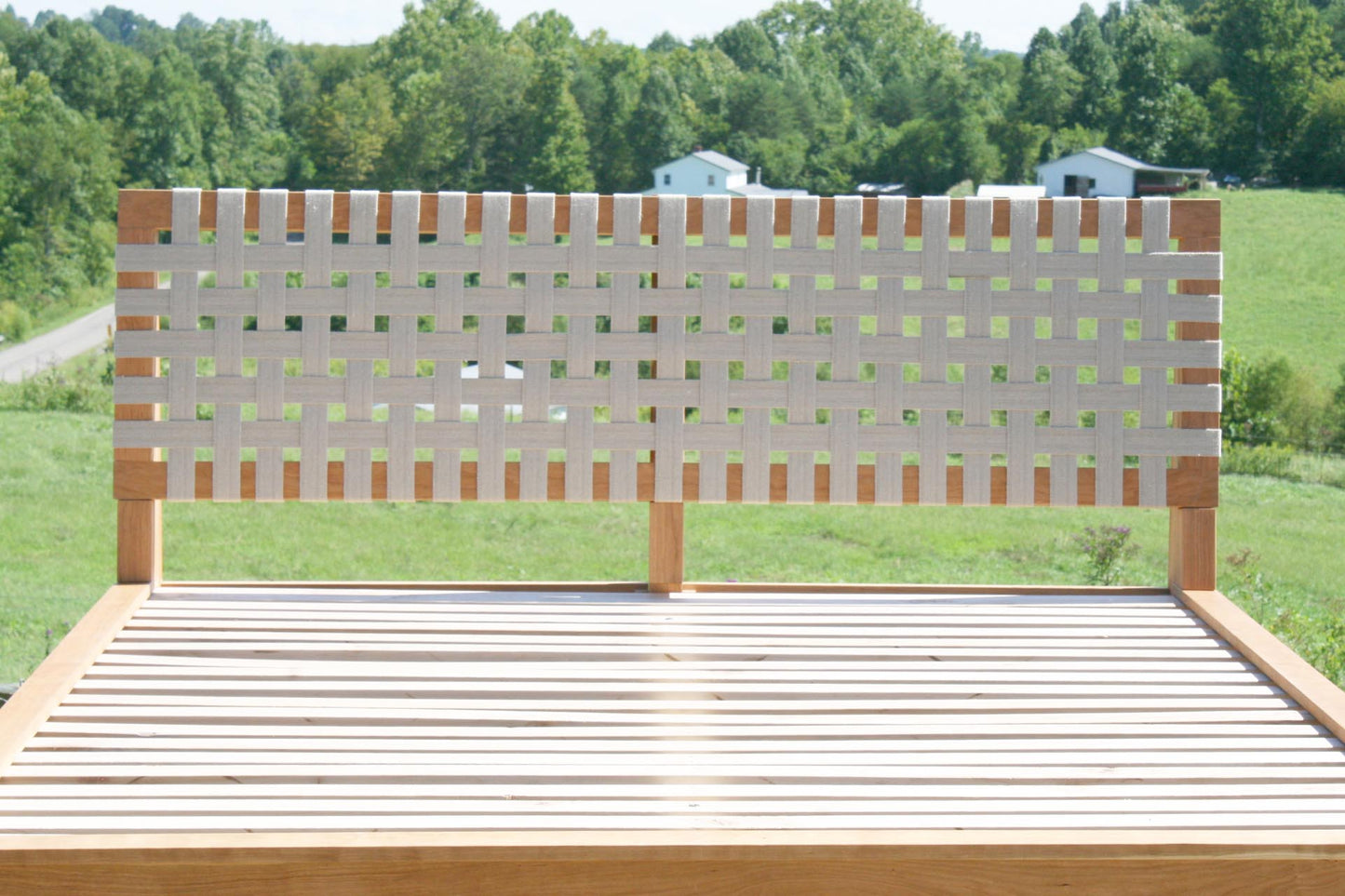 woven headboard of solid custom platform bed