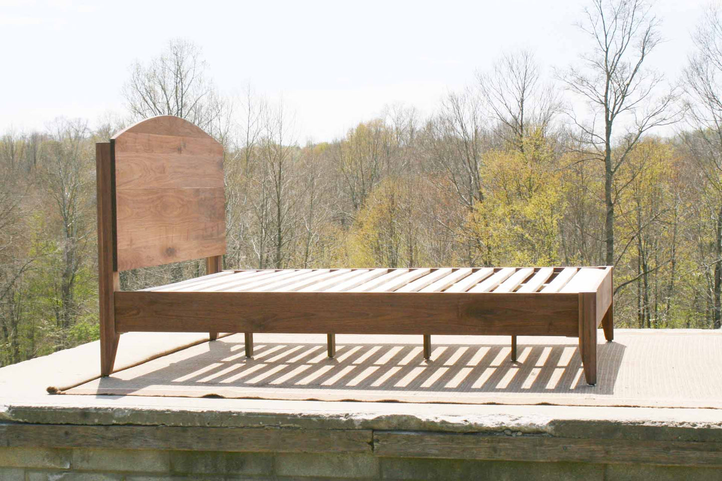 bed with headboard side view