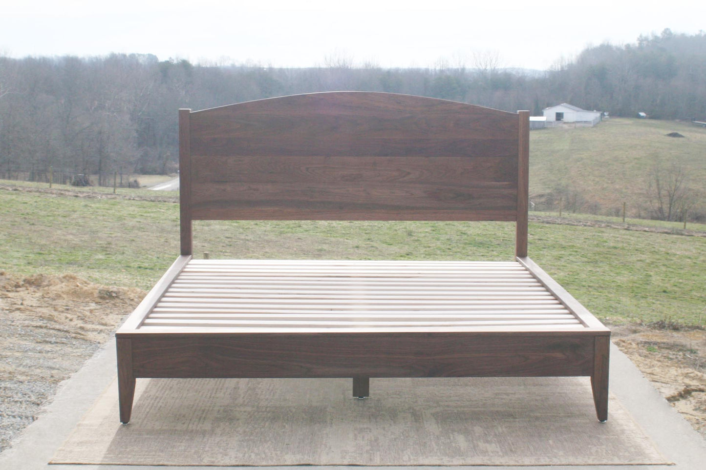 curved headboard platform bed