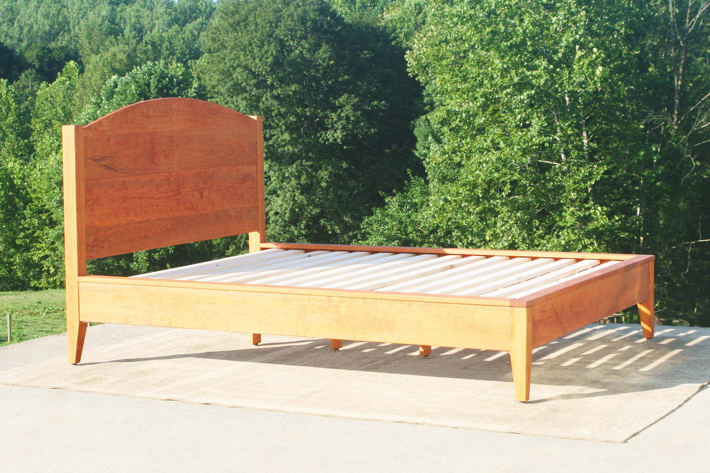 natural Platform storage bed with headboard with drawers