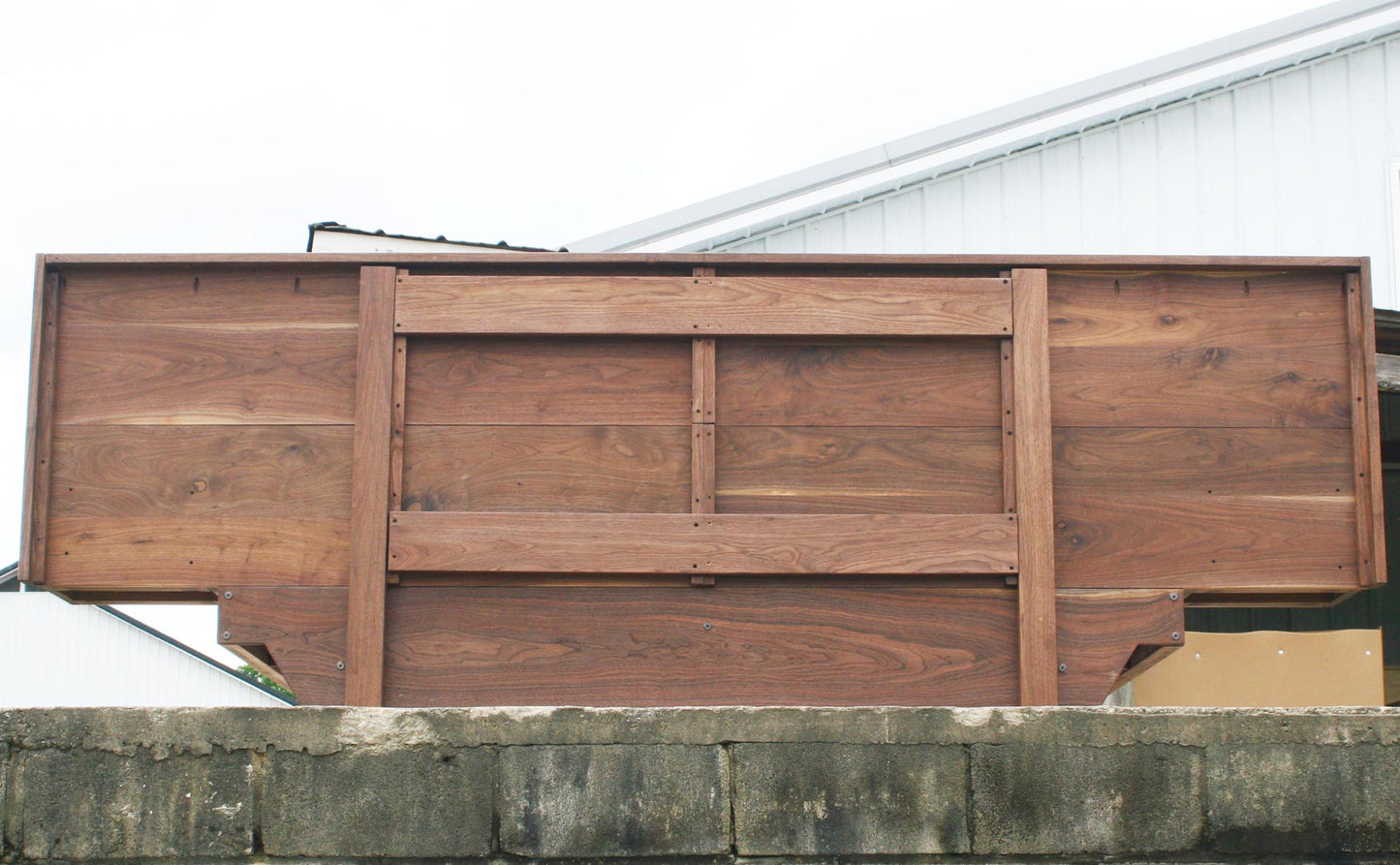 back of floating platform bed with headboard