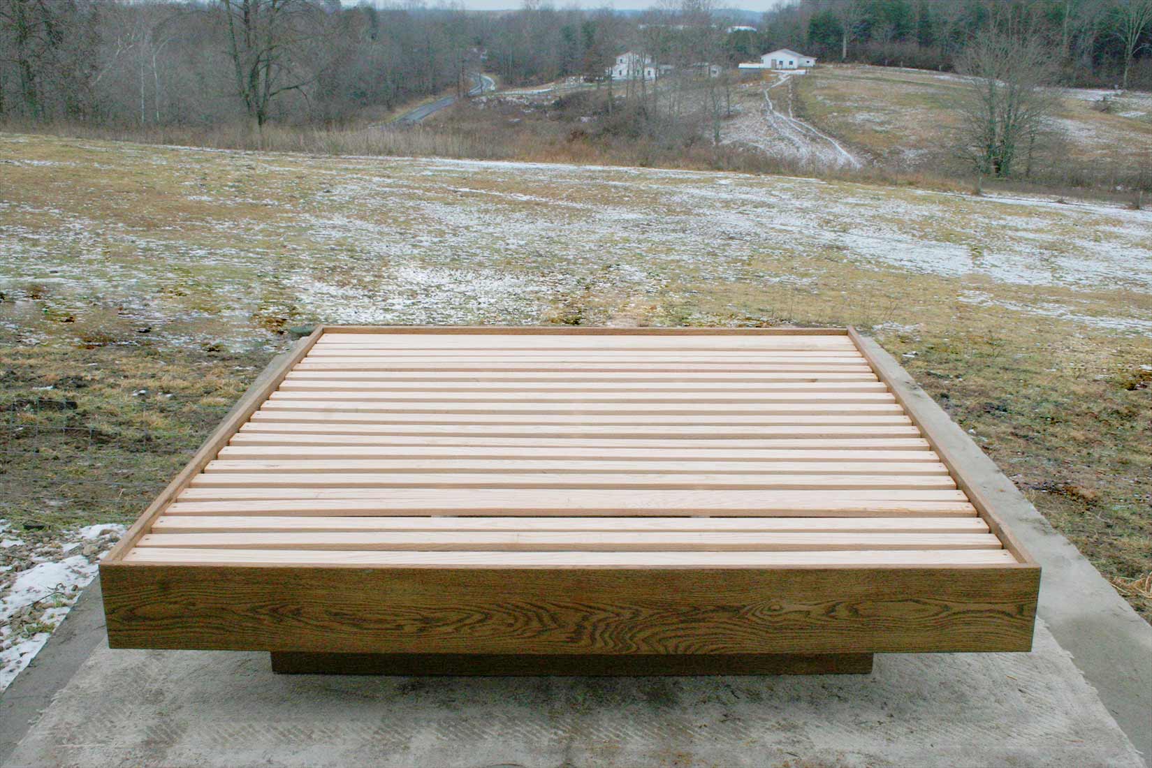 top view floating platform bed with no headboard