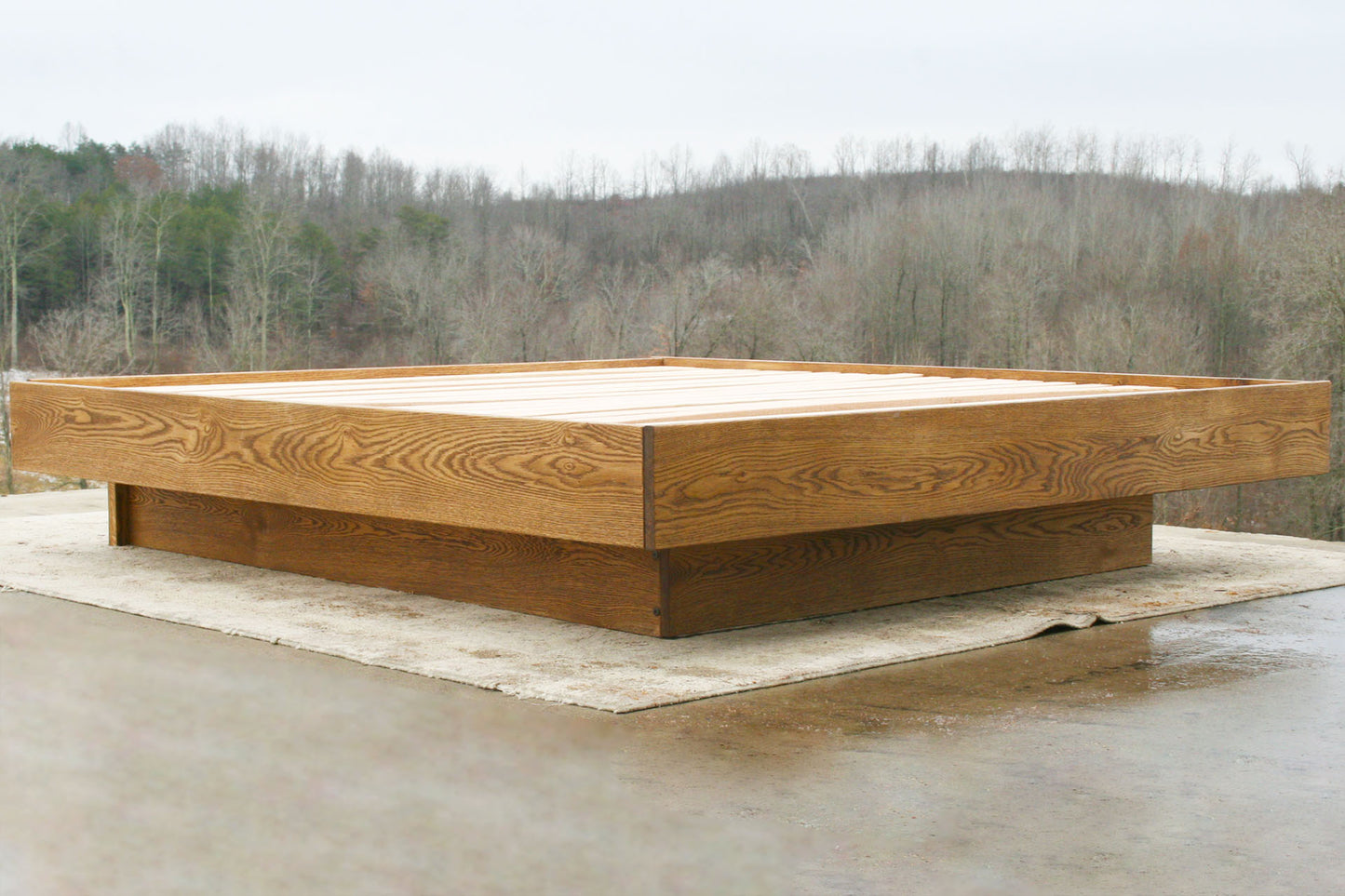 floating bed with no headboard natural