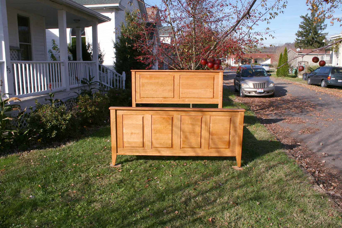front view wood Panel bed natural
