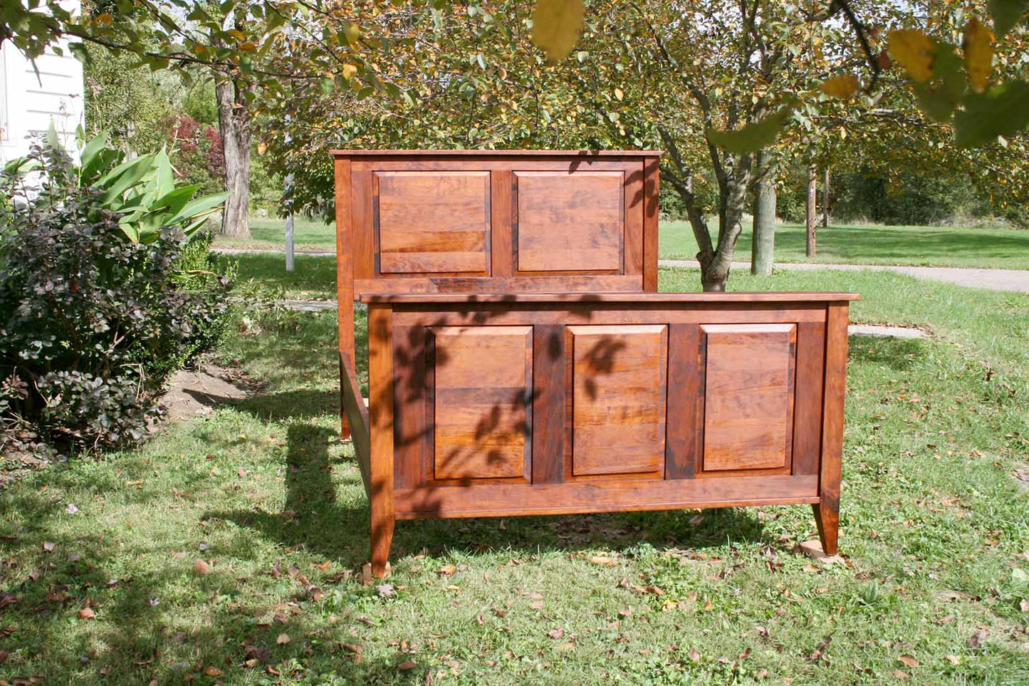 paneled bed angled view