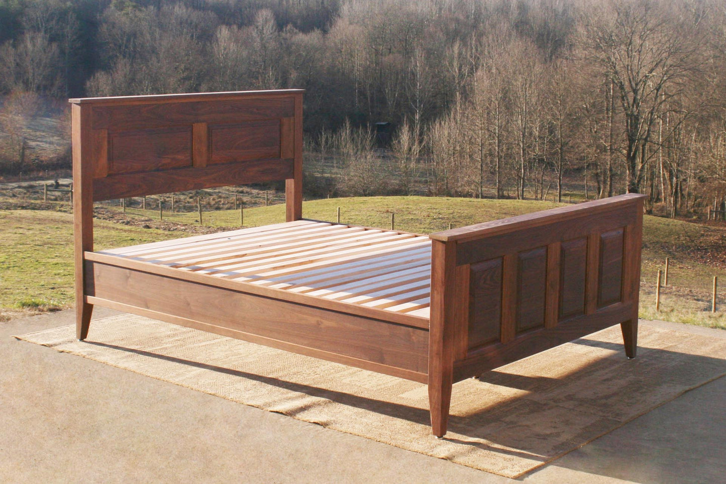 walnut panel bed