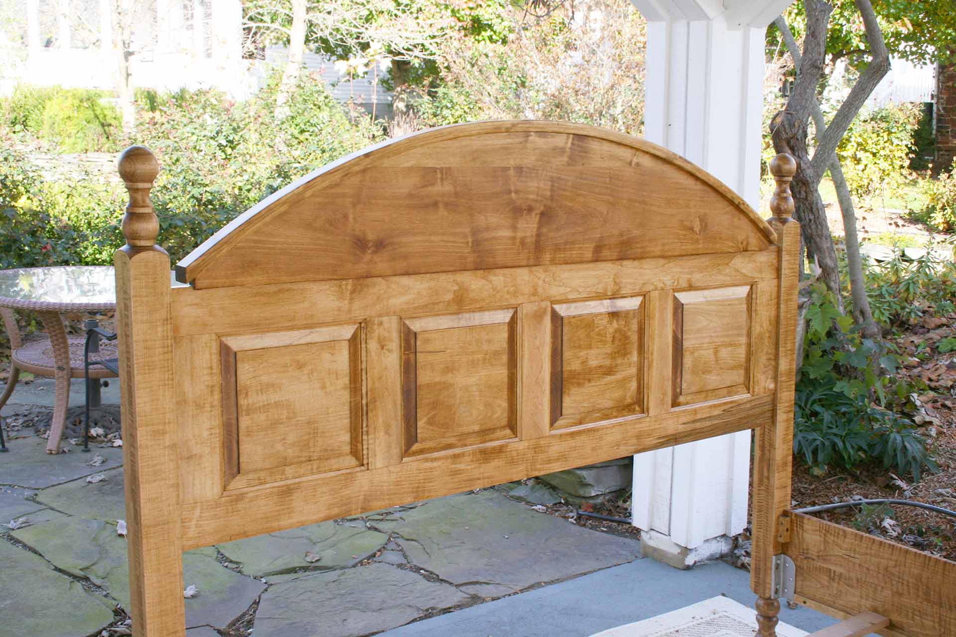 four post bed paneled head view close view