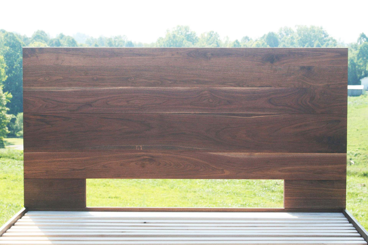 walnut platform bed headboard
