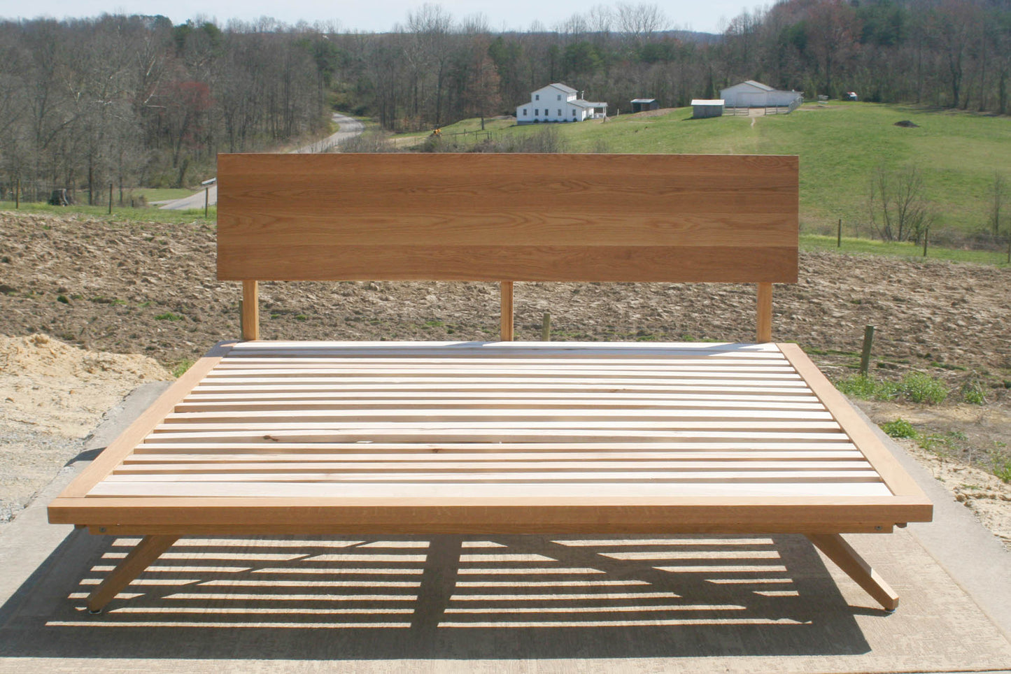 front view hardwood Mid Century Platform Bed