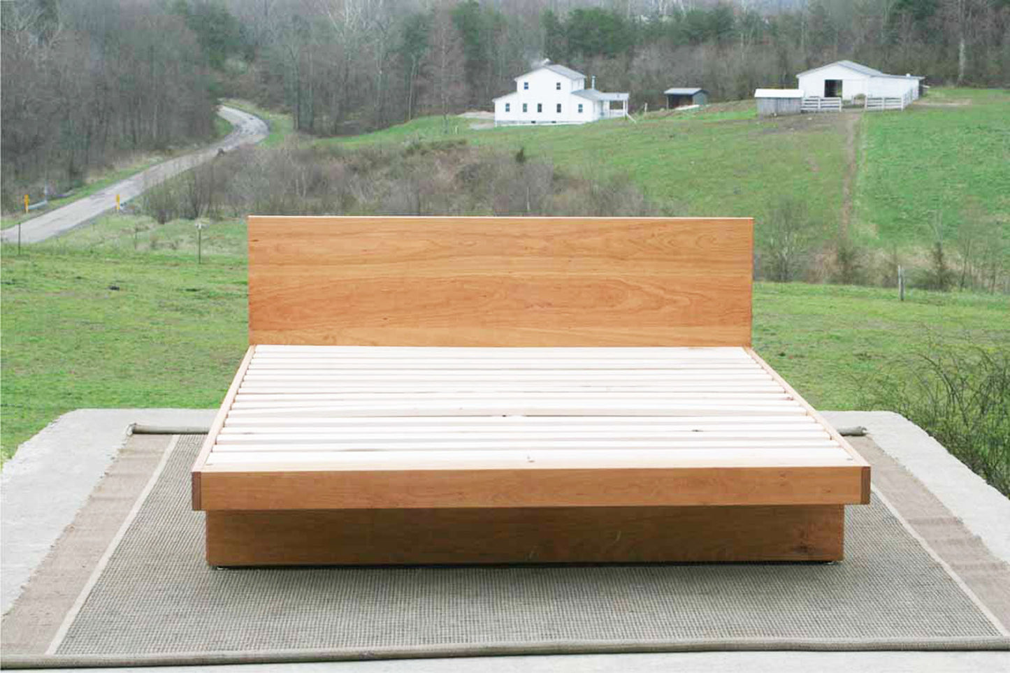 Cantilever storage bed with 4 drawers and headboard