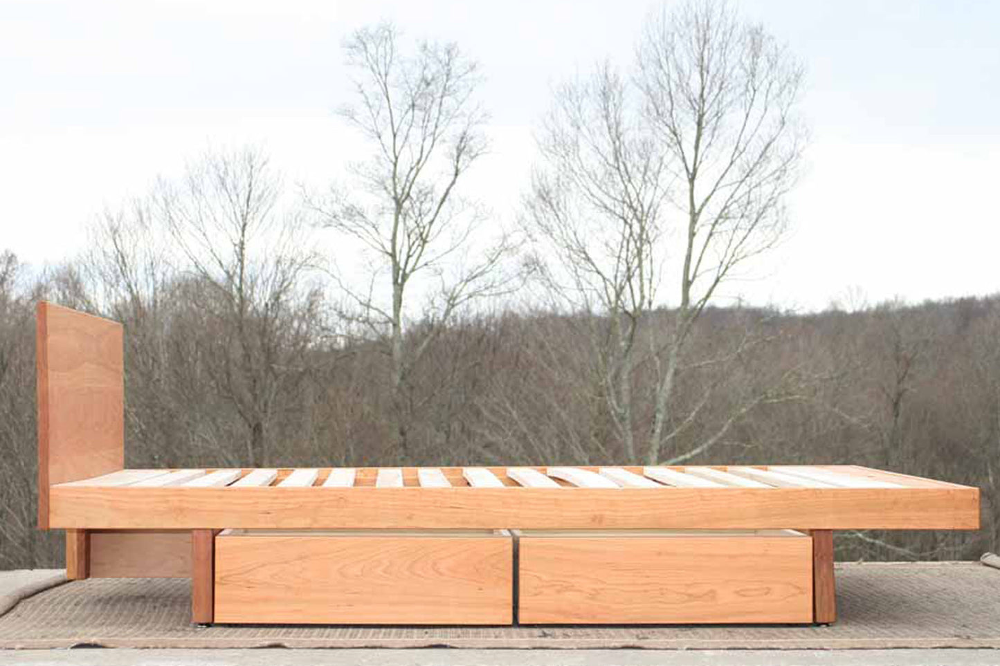 side view hardwood cantilever storage bed
