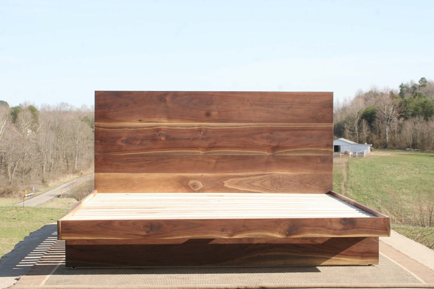 walnut Cantilever storage bed with 4 drawers and headboard