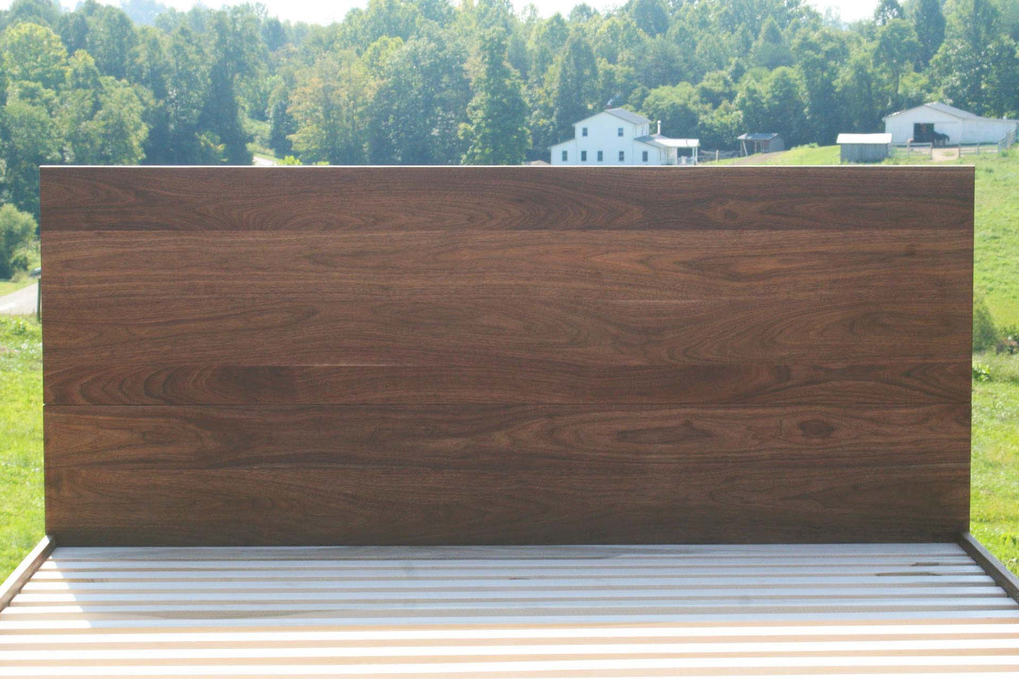 headboard of solid hardwood cantilever platform bed