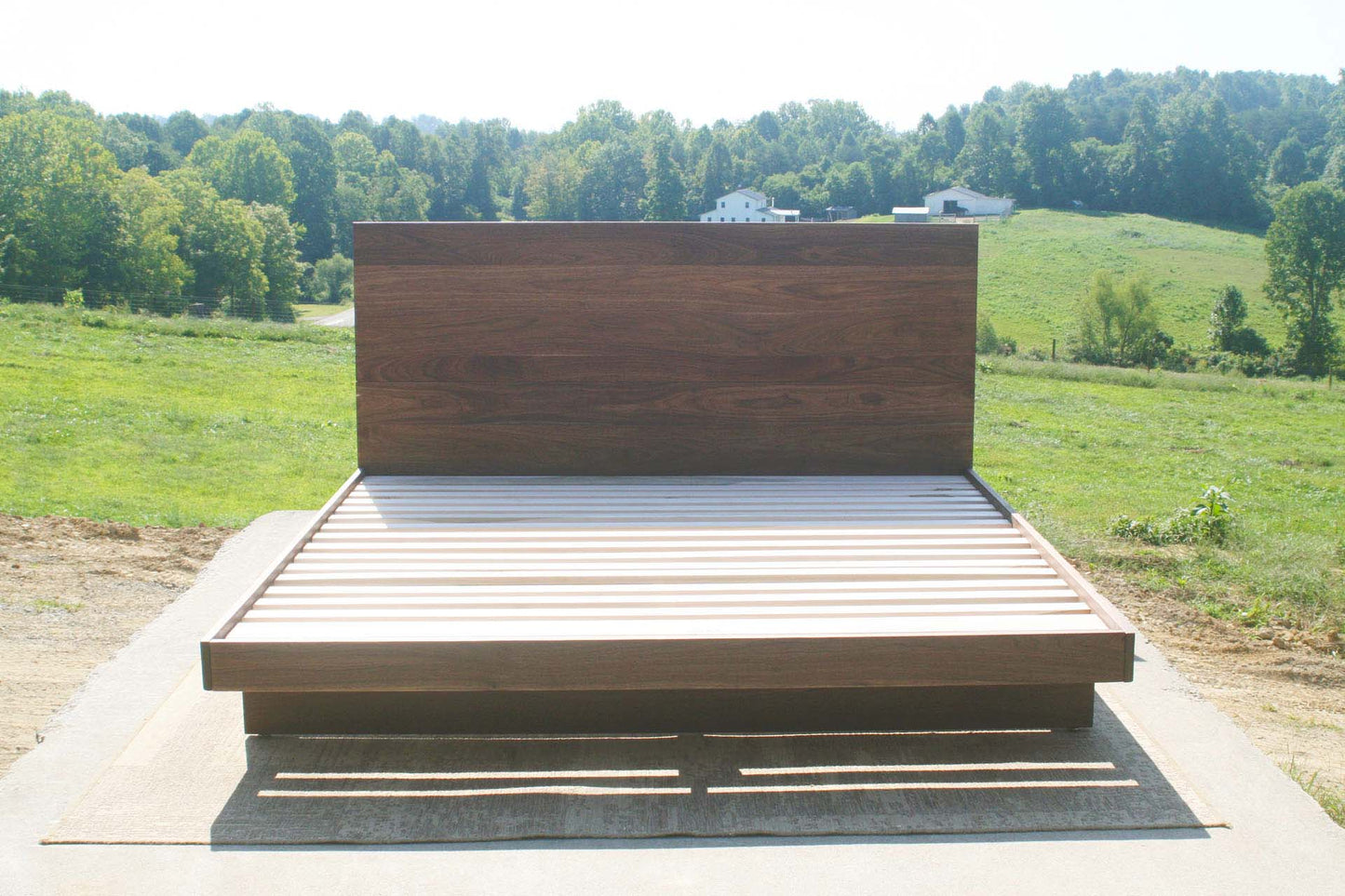 hardwood cantilever bed in walnut wood