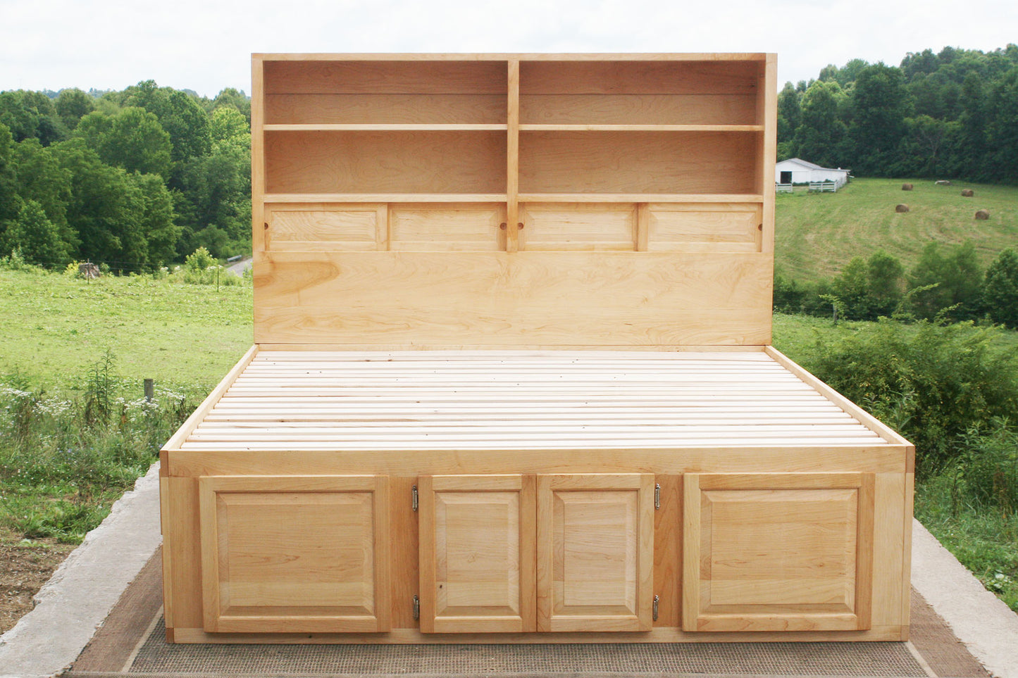 front view 12 drawer captain's bed with storage headboard