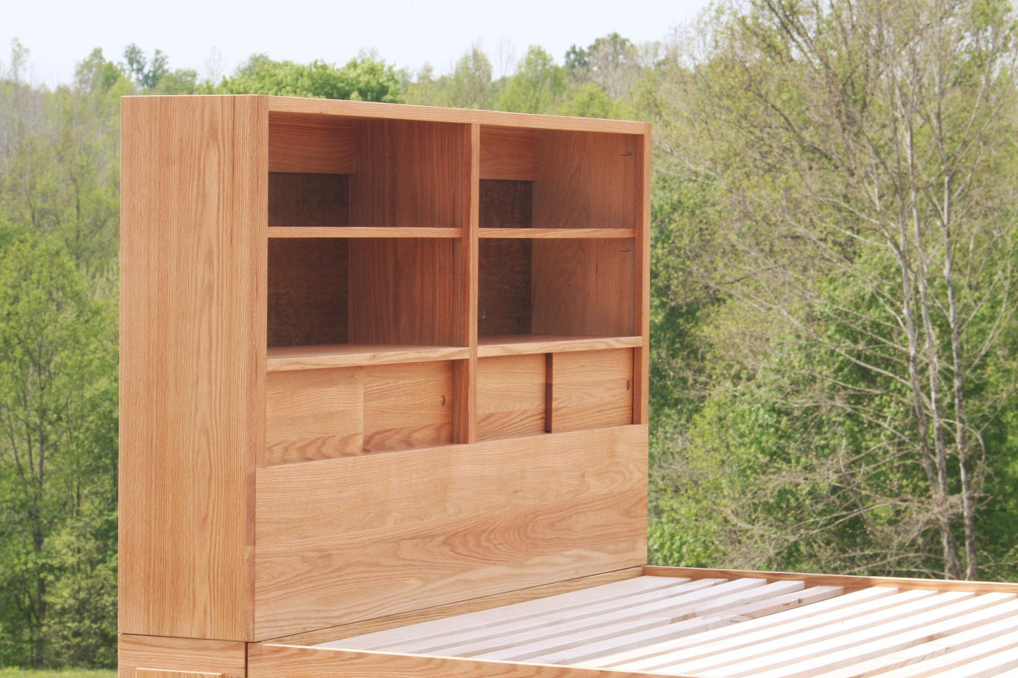 Red Oak storage headboard