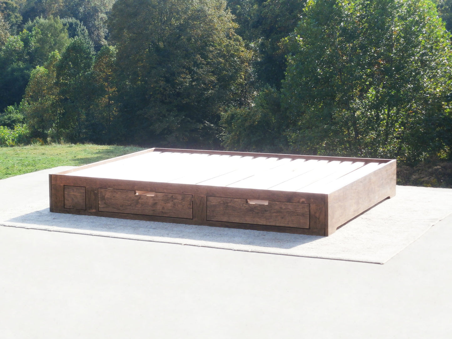 wood Low profile storage bed with 4 drawers