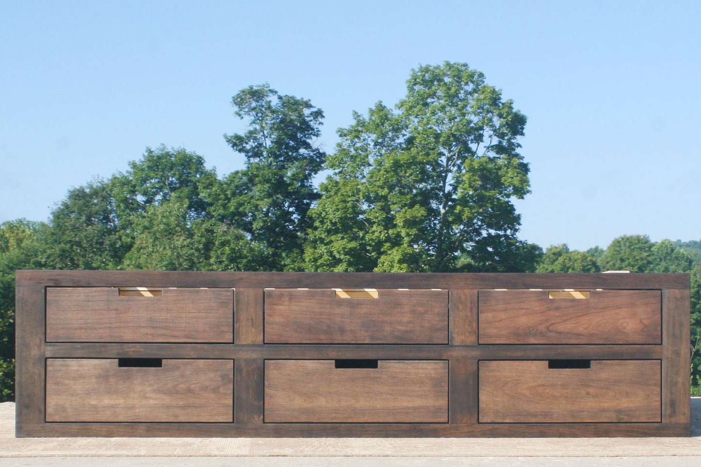 walnut storage bed with 12 drawers