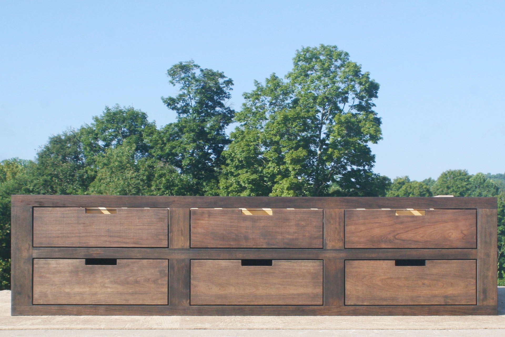 walnut storage bed with 12 drawers