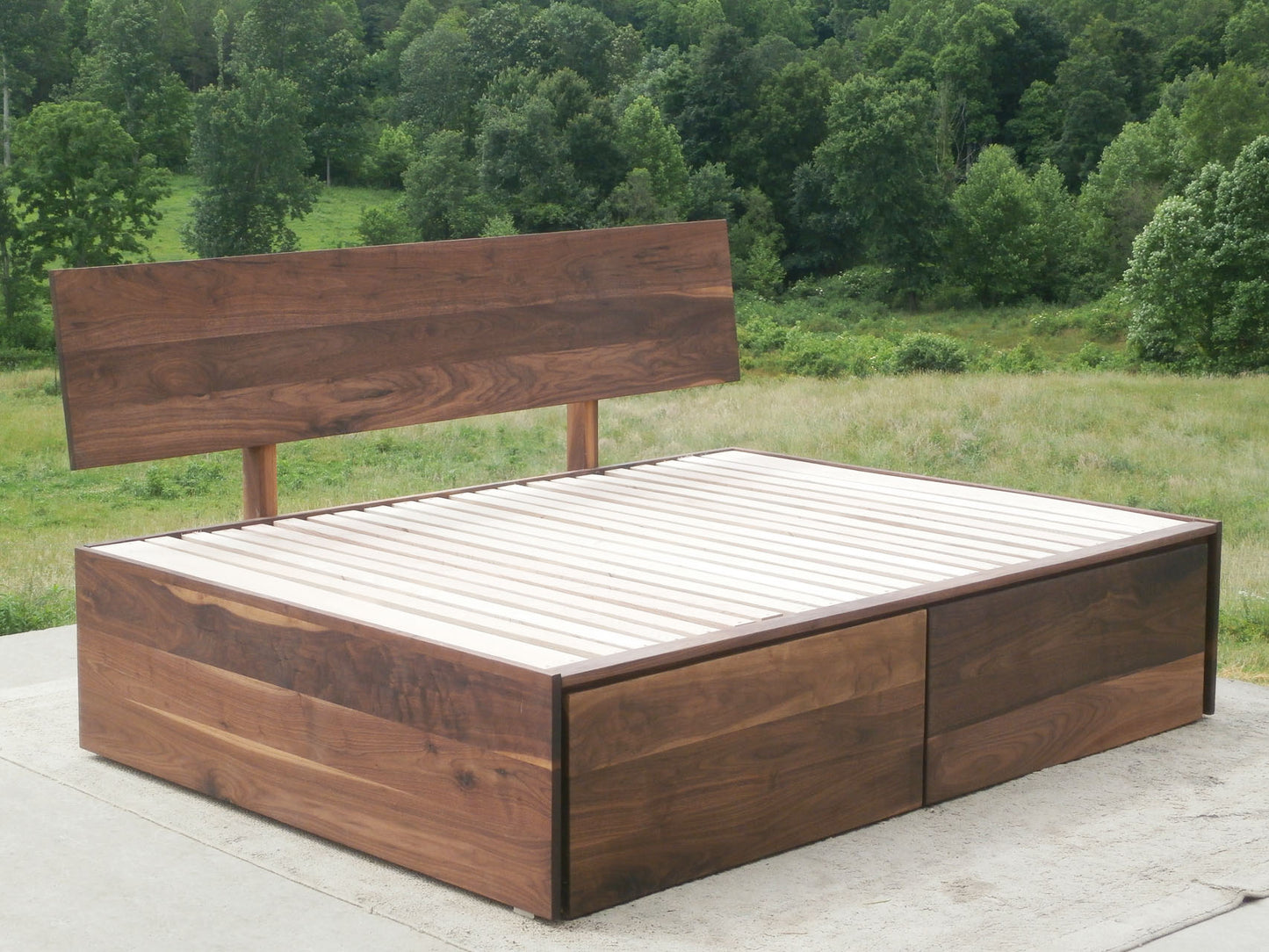 wood Storage Bed with 2 long drawers
