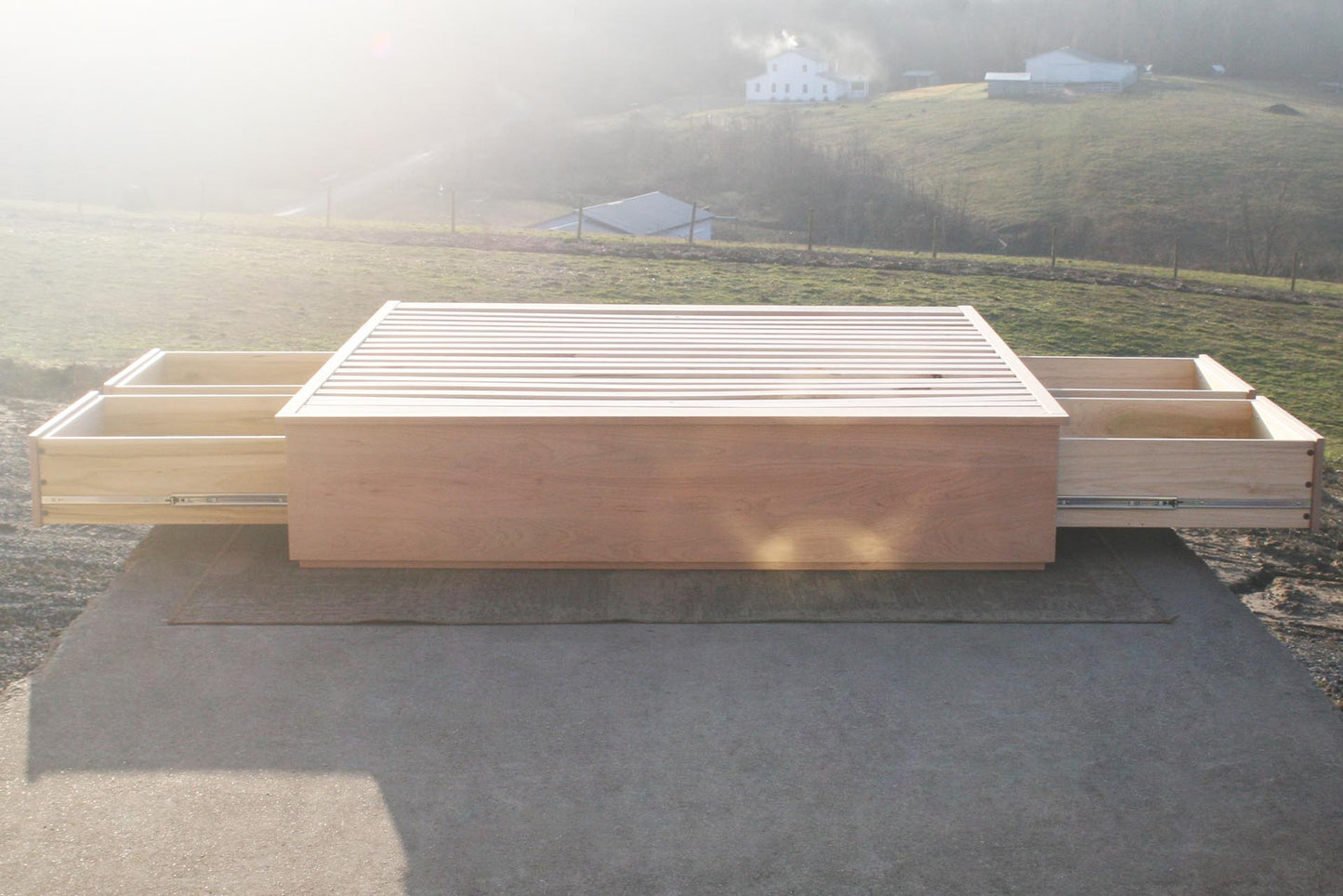 front view Platform or Tatami Bed with 4 drawers