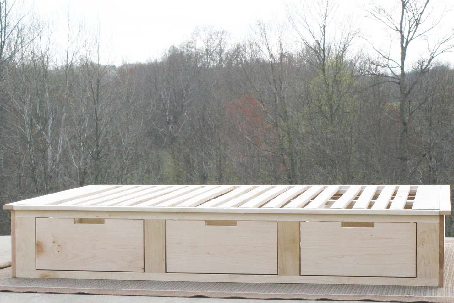 side view Platform storage bed hardwood
