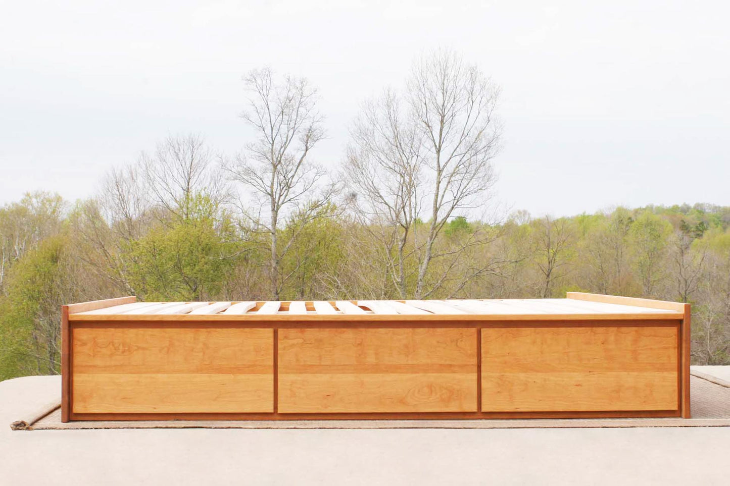 front view low storage bed with 6 drawers