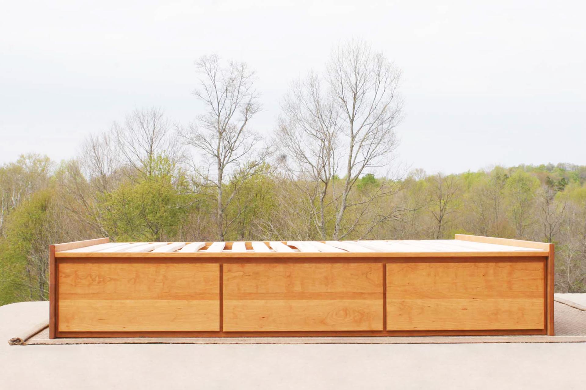 front view low storage bed with 6 drawers