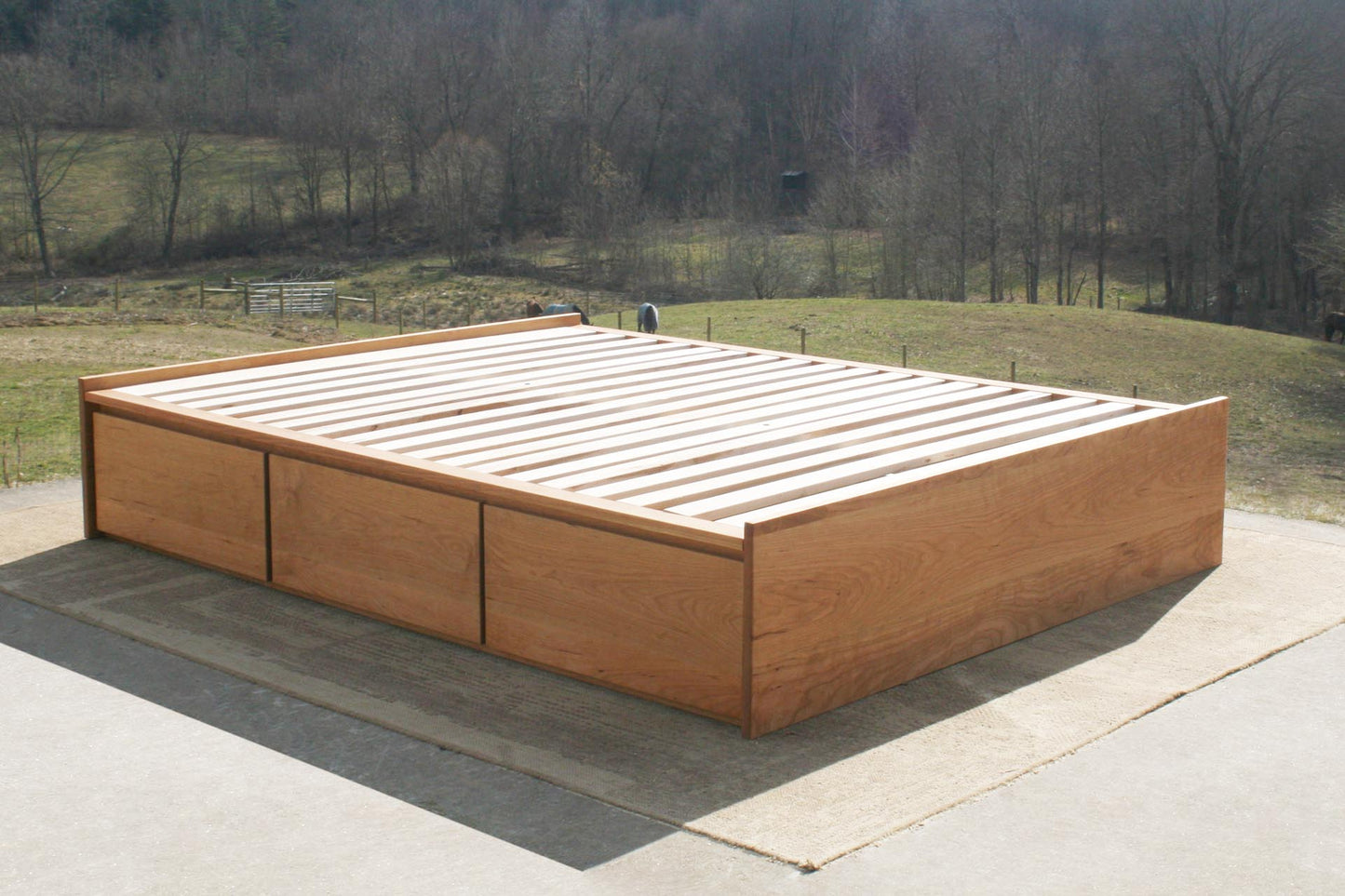 angled view Low Storage Bed with 6 drawers