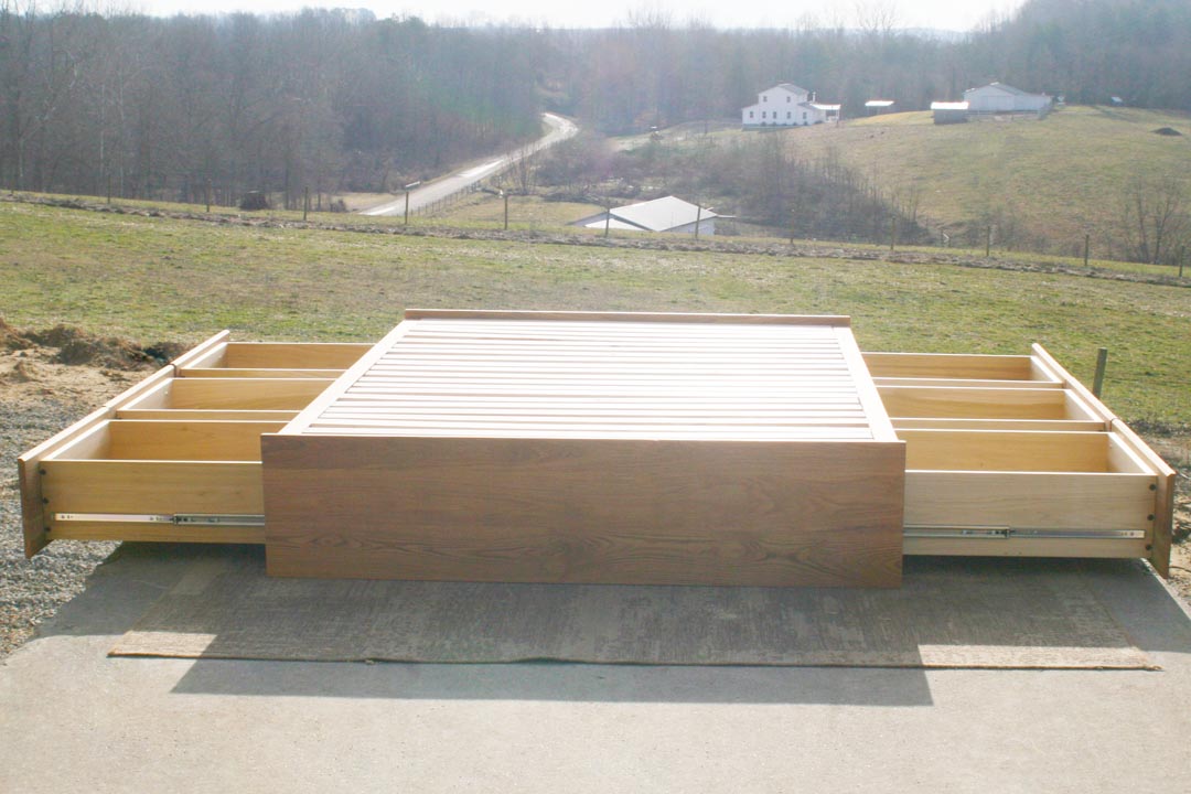 Low Storage Bed with 6 drawers opened