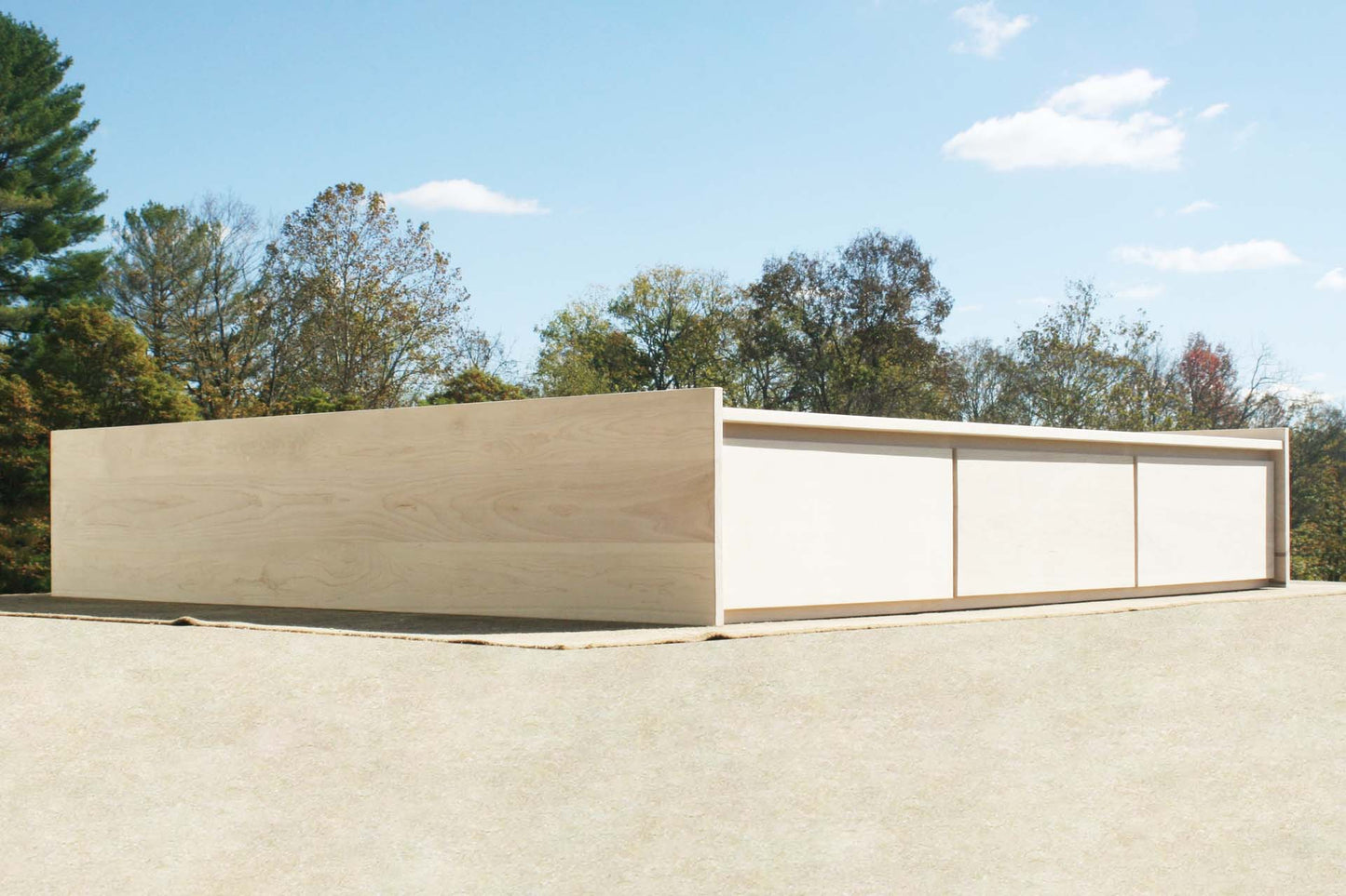 angled view custom natural Platform bed with drawers