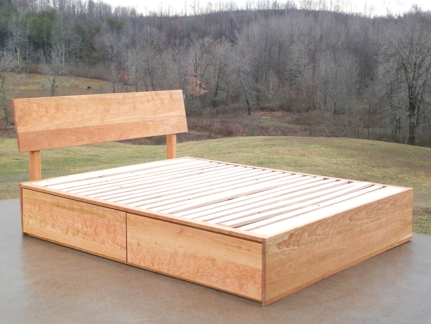 Low Storage Bed with 4 drawers and angled headboard