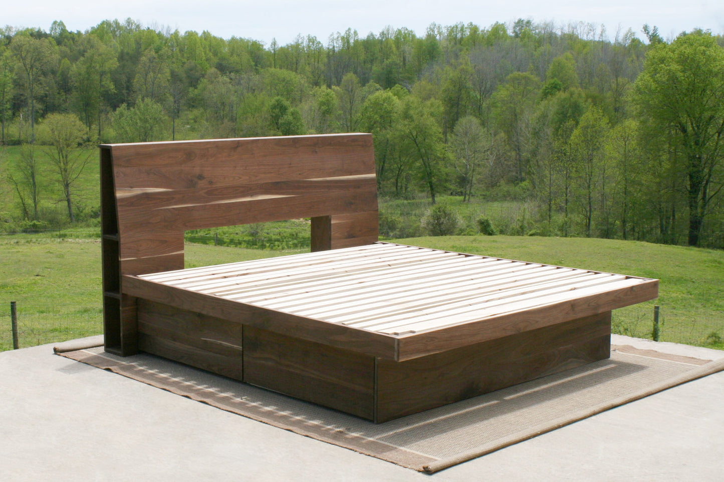 walnut Four drawer storage bed with headboard storage