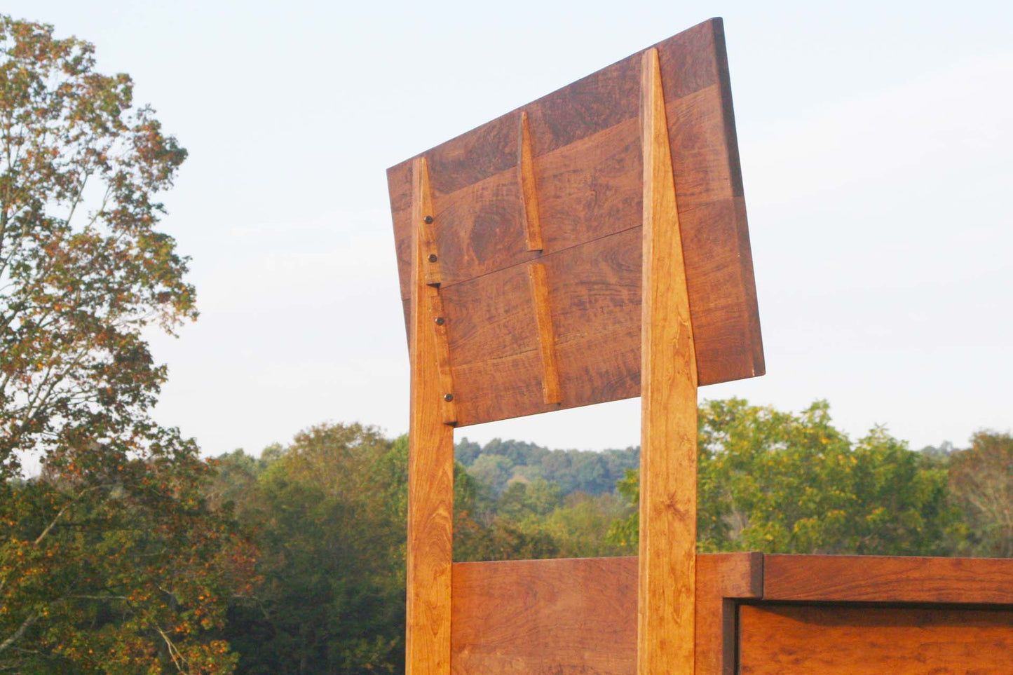 headboard of natural Low Platform Bed with 6 Drawers