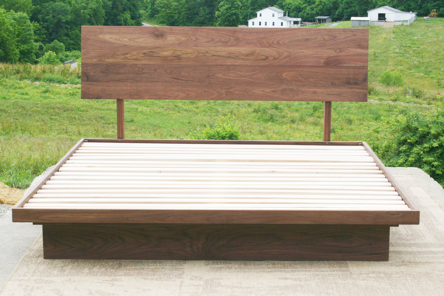 front view of Low platform storage bed with 4 drawers