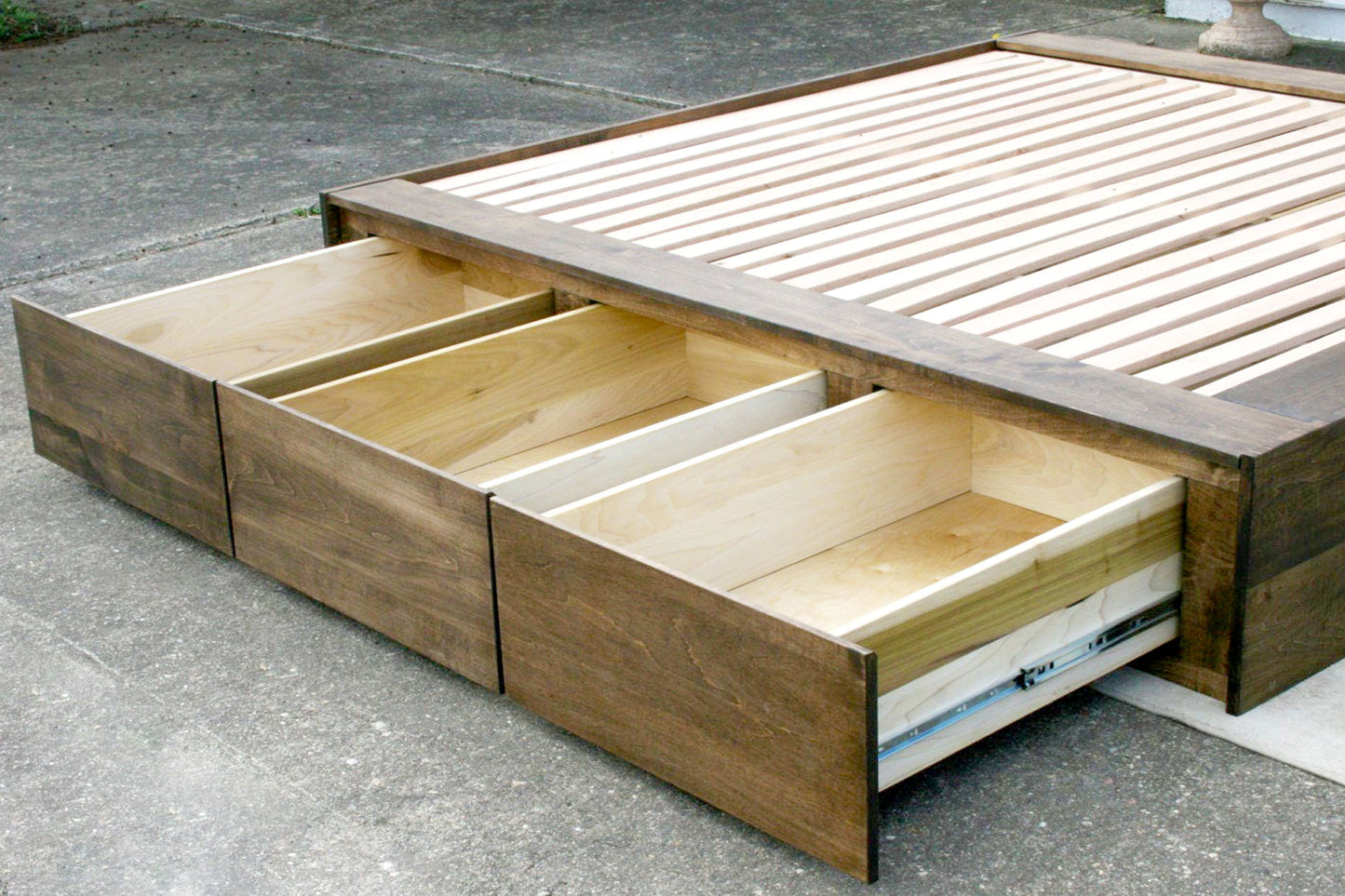 drawers of natural hardwood 6 drawer storage bed with platform extensions