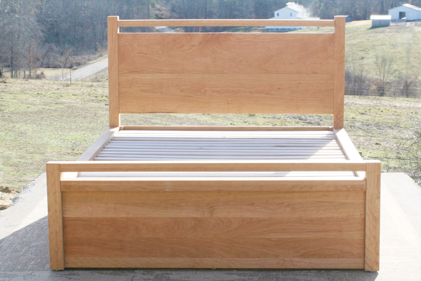 front view Storage Bed with top-rail head and footboard