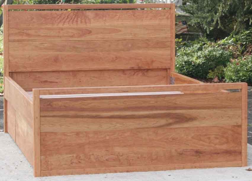 front view recessed platform bed with 6 drawers